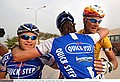 Cycling : Tour Qatar 2006 / Stage 2 BOONEN Tom ( Bel ) / DE JONGH Steven ( Ned ) / KNAVEN Servais ( Ned ) /  Celebration Joie VreugdeCamel Race Track - Al Khor Corniche (138 km )Etape Rit